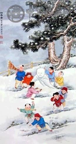陈大章 迎春图 立轴 设色纸本