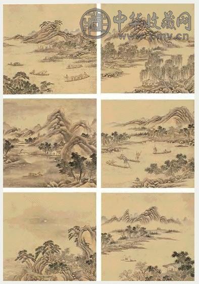 董邦达 山水 四屏 设色绢本