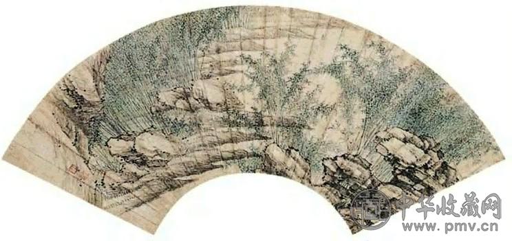 奚冈 深谷翠竹图 轴