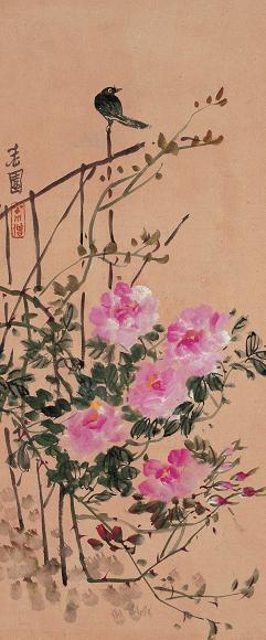 黄秋园 庚戍(1970年)作 花鸟 立轴 设色纸本