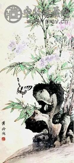 溥佺 花蝶 立轴 设色纸本