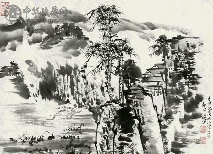 陆俨少 松峰书院图镜心水墨纸本