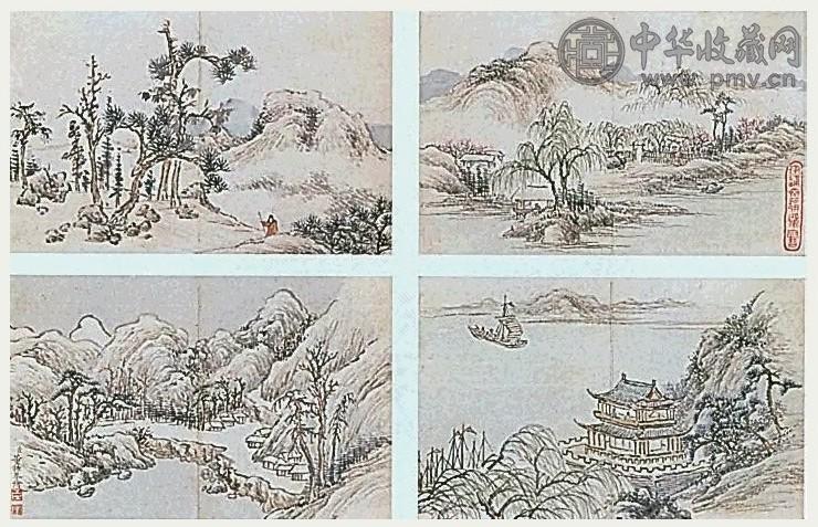 清 董诰 山水 册页(12开) 设色纸本