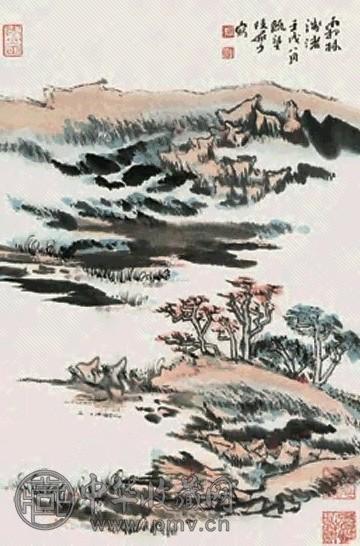 陆俨少 霜林涉诸 立轴 设色