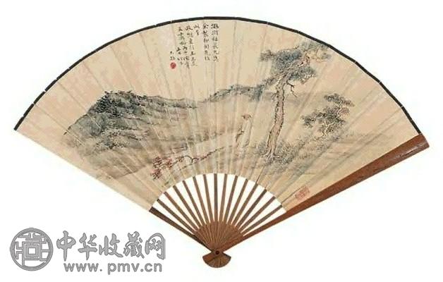 张大壮 丙子(1936年作) 山水花卉 扇面 设色纸本