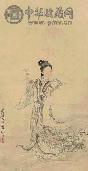 沙馥 1879年作 凌波仙子 立轴 设色纸本