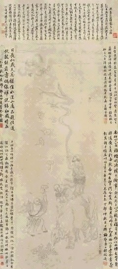 丁云鹏 白描佛教人物 立轴 水墨纸本