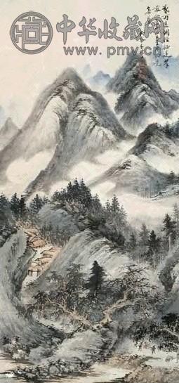 吴琴木 烟岚行旅图 镜心 设色纸本