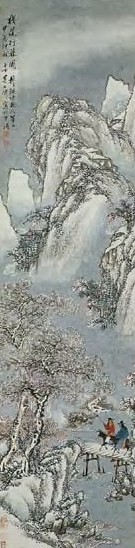 吴石仙 现代 夏山遇雨和栈道行旅 轴