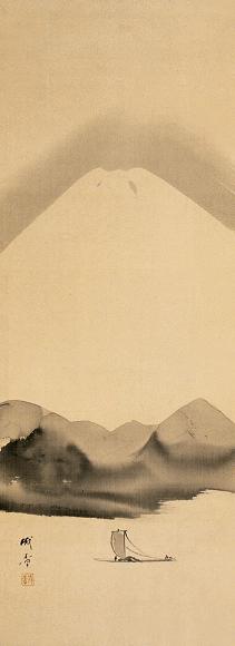 成章 富士山 立轴 设色绢本