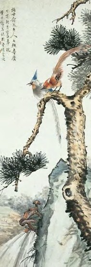 黄君璧 现代 双寿图 轴