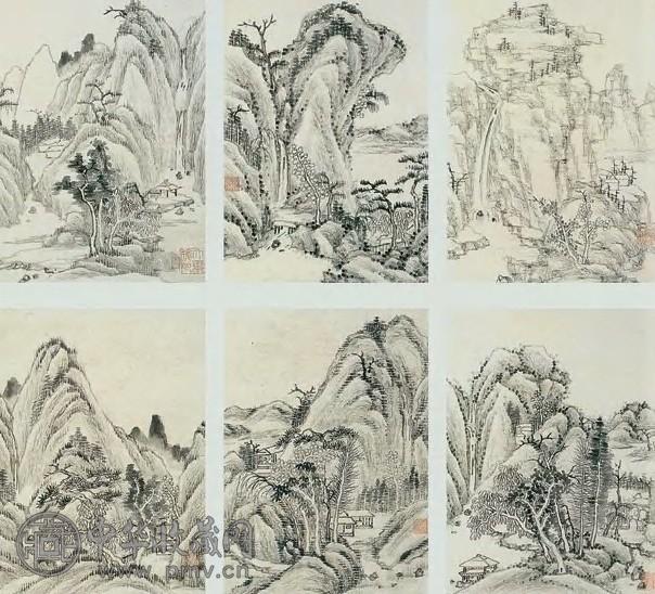 黄均 山水图 册页(8开选6)