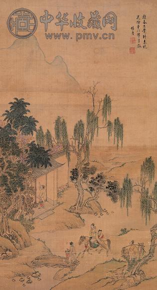 杨晋 游春归晚图 立轴 设色绢本