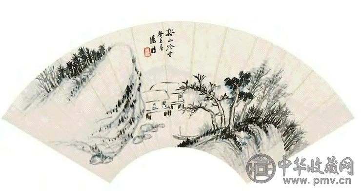 汤定之 溪山吟座 扇面 纸本
