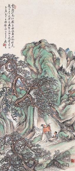 袁培基 云影山光图 立轴 设色纸本