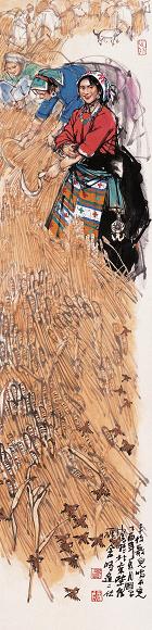 史国良 丰收歌儿唱不完 镜心 设色纸本