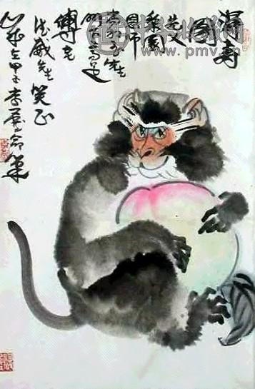 李雁 得寿图 立轴 设色纸本