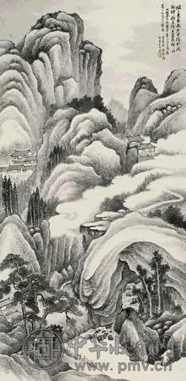 林纾 1913年作 墨笔山水图 立轴 水墨纸本