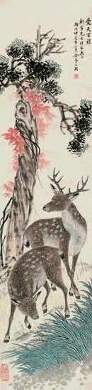 金梦石 1946年作 受天百禄图 立轴 设色纸本