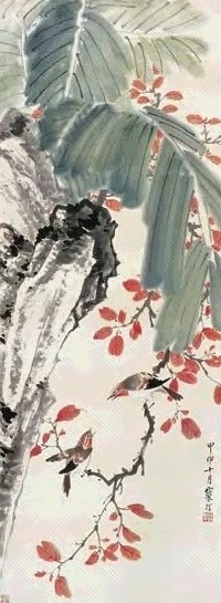 江寒汀 1944年作 花鸟 立轴 设色纸本