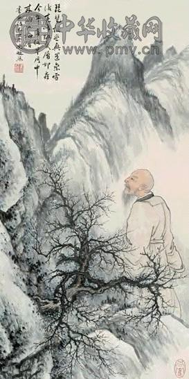 冯超然 1949年作 看山图 镜心 设色纸本