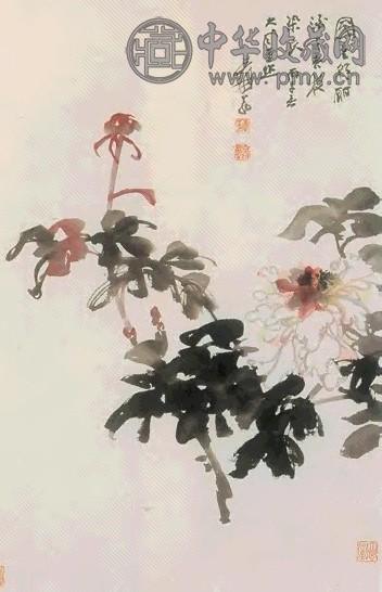 近现代 张大千 国色天香 轴