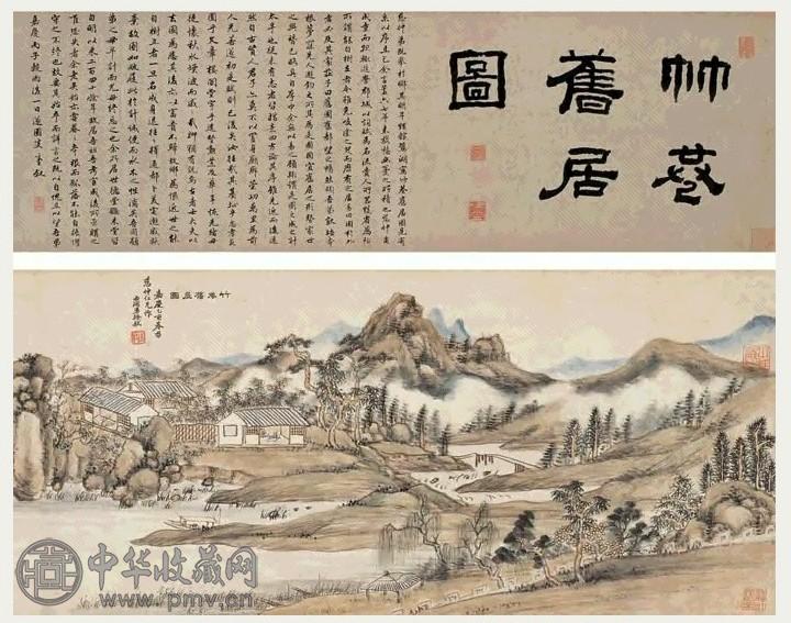 徐鉽 1815年作 竹巷旧居 手卷 设色纸本