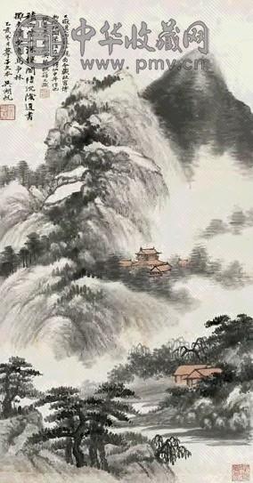 吴湖帆 1935年 紫山积雨 镜心 设色纸本