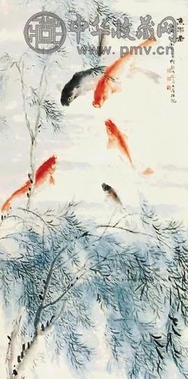 张大壮 孙钧 徐韶九 鱼乐图 立轴 纸本