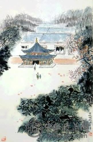 何海霞 古城碑林 立轴 设色纸本