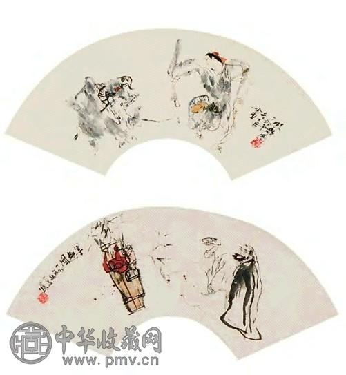 施大畏 人物双挖 立轴 纸本