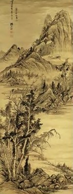 杨文聪 明 金笺山水 轴