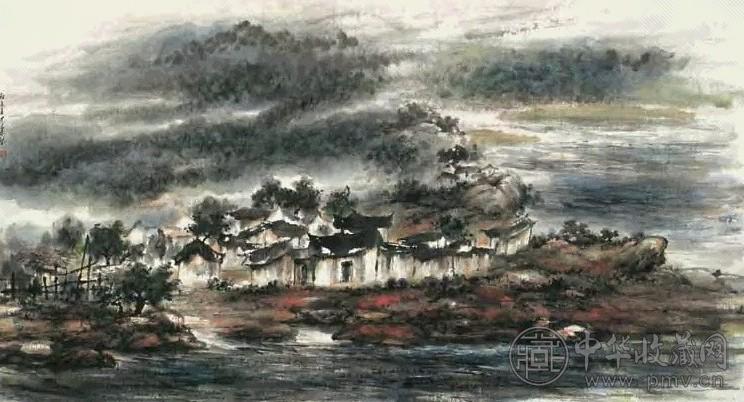 沈柔坚 1996年作 依山傍水 镜心 设色纸本