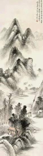 顾沄 甲戌(1874年)作 山水 立轴 设色纸本