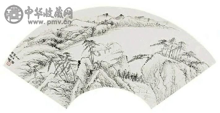 汤涤 山水 扇面 纸本