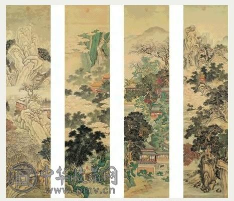 清 钱维城 四季山水 四屏