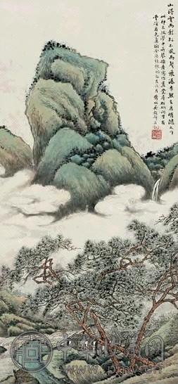 吴榖祥 1899年作 松下吟诗图 立轴 设色纸本