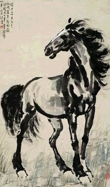 现代 徐悲鸿 秋风万里频回顾 轴