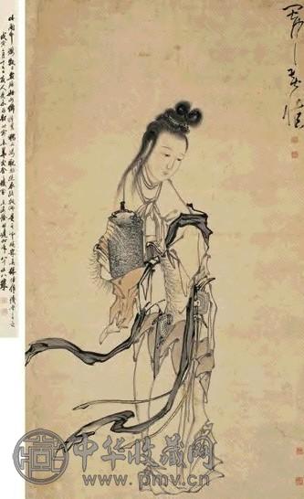 黄慎 麻姑献寿 立轴 设色纸本