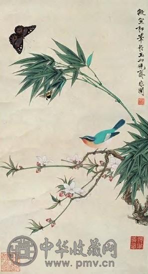 于非闇 花鸟 镜心 设色纸本