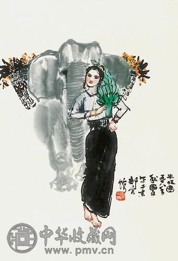 史国良 仕女 立轴 纸本