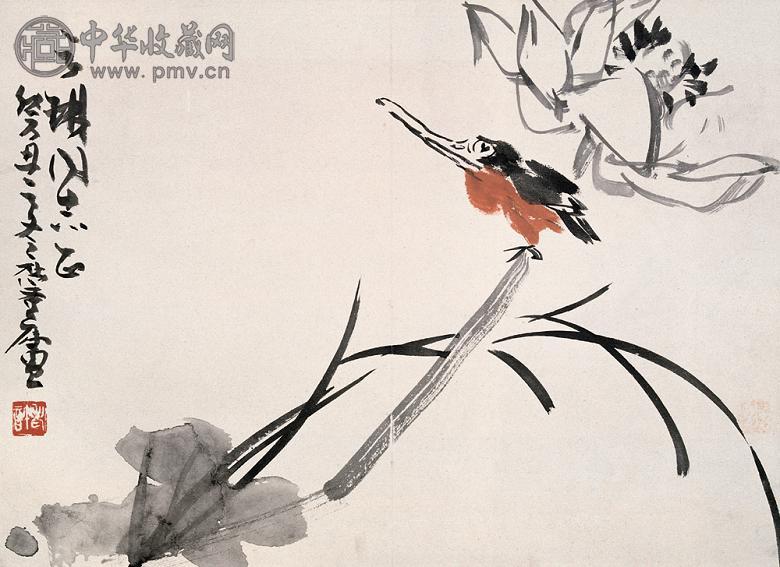 许麟庐 1973年作 花鸟 镜心 设色纸本