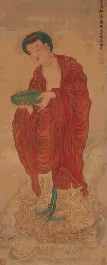 丁云鹏 己未(1619年)作 贝叶如来图 立轴 设色绢本