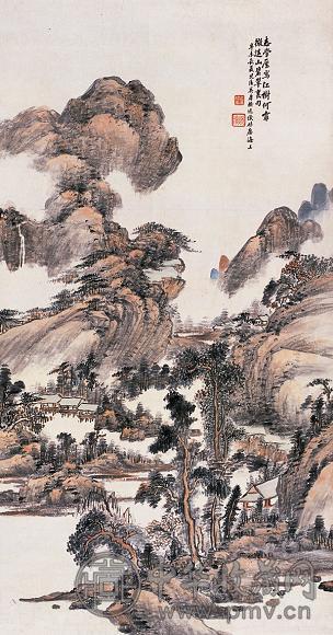 奚屠格 辛未(1931年)作 山水 立轴 水墨纸本