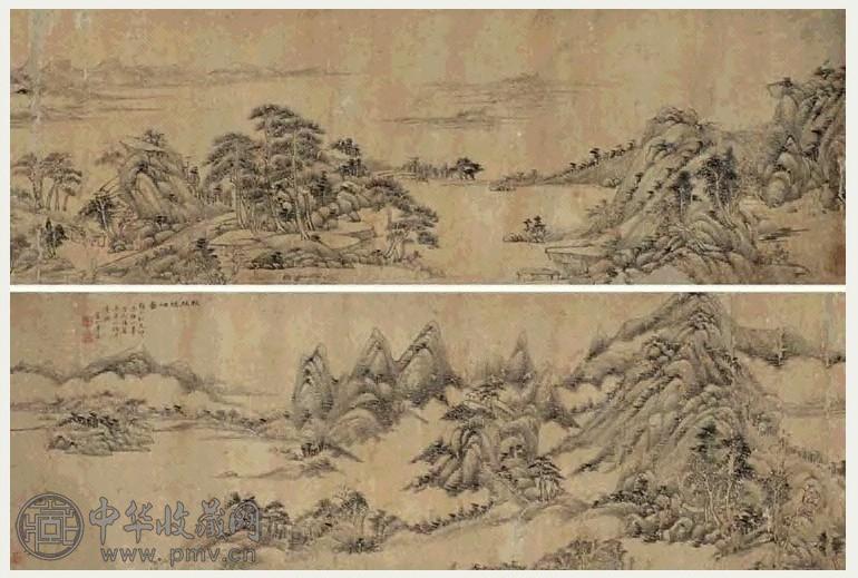 黄鼎 1723年作 秋林晚岫图 手卷 水墨纸本