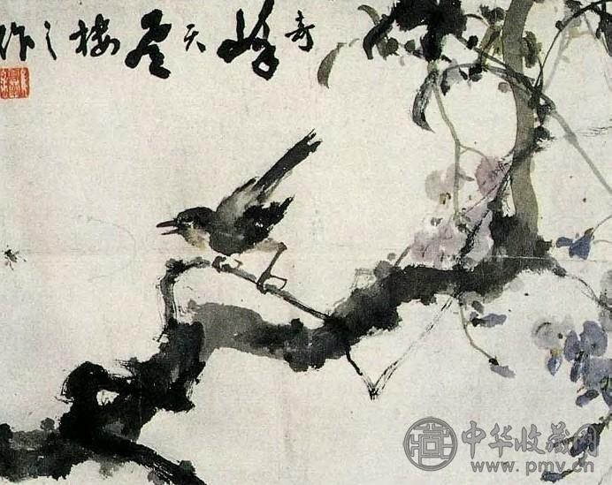 高奇峰 现代 紫藤小鸟 轴