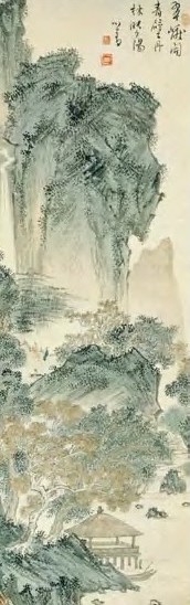 溥儒 丹林夕阳图 轴