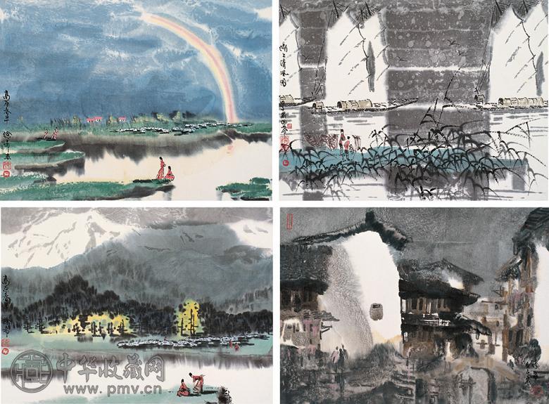 徐希 庚午(1990年)作 高原春早(4幅) 镜心 设色纸本