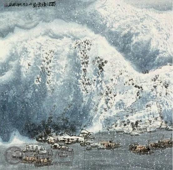 程振国 蜀江积雪图 镜心 设色