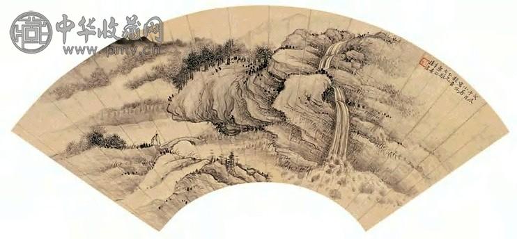 娄虚 1928年作 山水 扇面 设色纸本